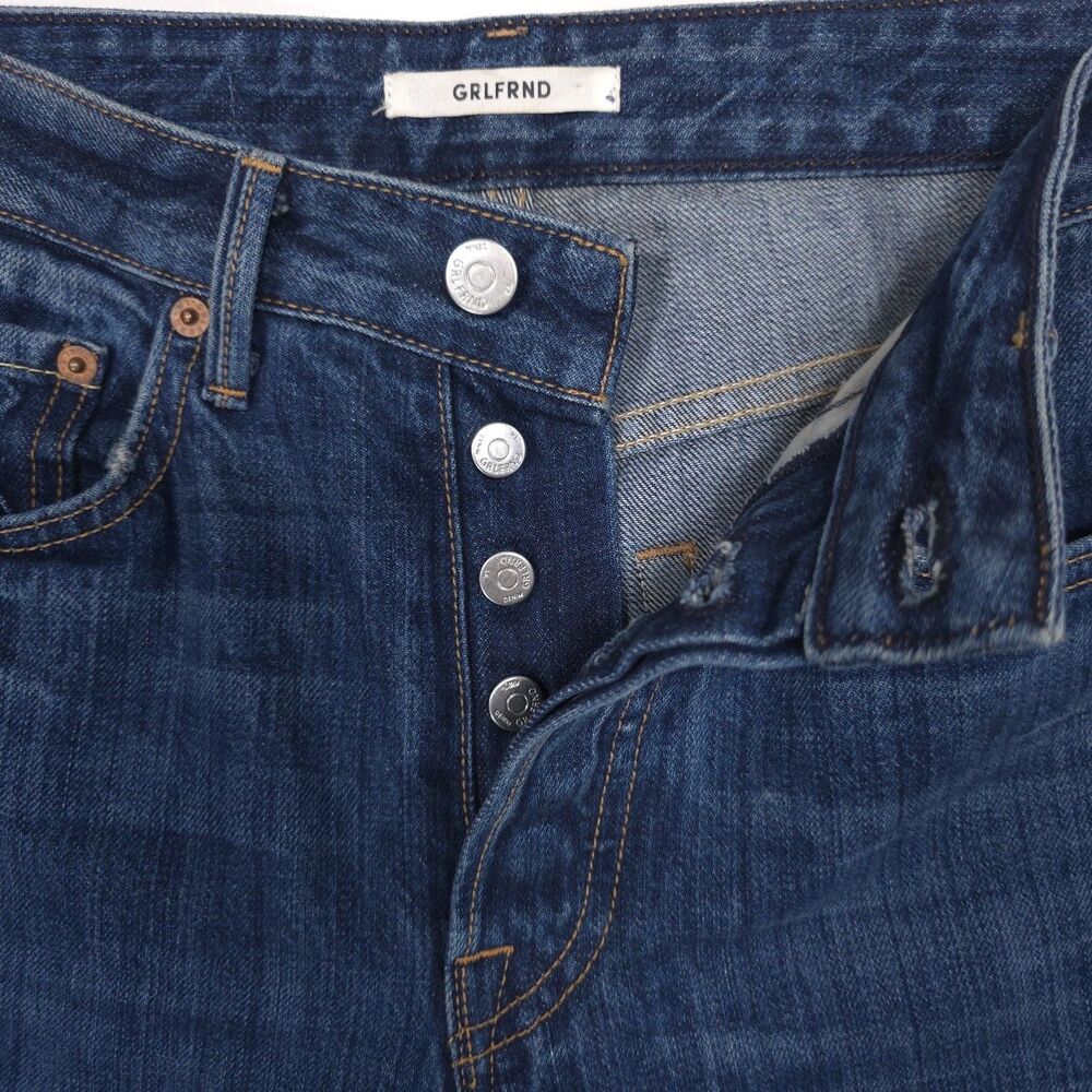 GRLFRND Carla Flare Bootcut Straight Jeans Blue Sunday Raw Hem ORGANIC COTTON 26 - Picture 13 of 16